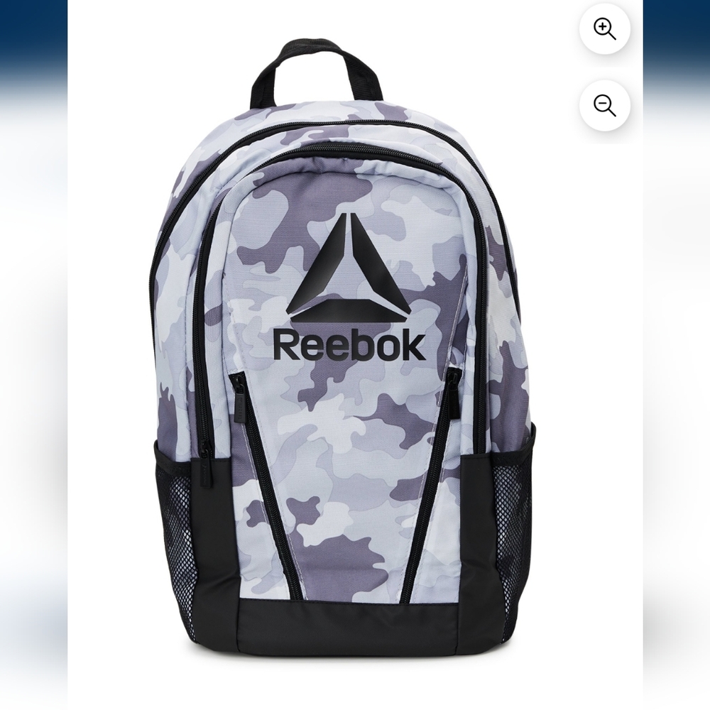 Gray camo Reebok bookbag backpack travel bag laptop white black school mens